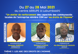 AFREWATCH  organise Du 27 au 28 Mai 2021  au centre ARRUPE à Lubumbashi