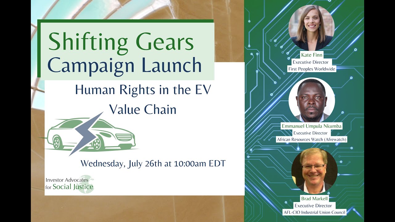 Shifting Gears: Human Rights in the EV Value Chain (Les droits de l’homme dans la chaîne de valeur des véhicules électriques) – Campaign Launch