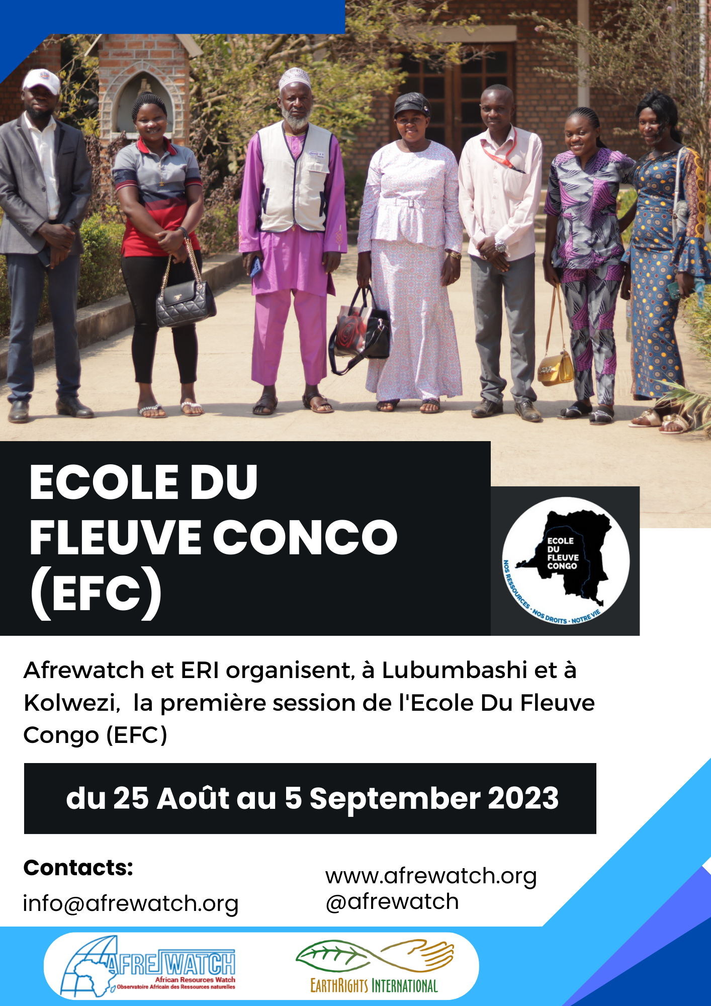Afrewatch et ERI organisent la première session de l’École du Fleuve Congo (EFC)