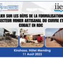 Atelier sur les défis de la formalisation du secteur minier artisanal du cuivre et cobalt en RDC