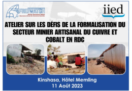Atelier sur les défis de la formalisation du secteur minier artisanal du cuivre et cobalt en RDC