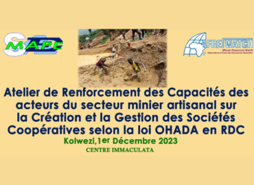Atelier de renforcement des capacités des acteurs du secteur minier artisanal sur la création et la gestion des sociétés coopératives selon la loi OHADA en RDC