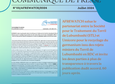 Communiqué de presse N°03/AFREWATCH/ Juillet 2024