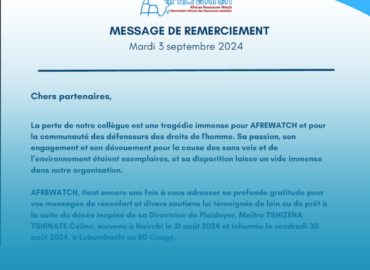 MESSAGE DE REMERCIEMENT