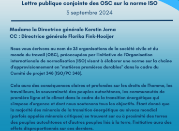 Lettre publique conjointe des OSC sur la norme ISO