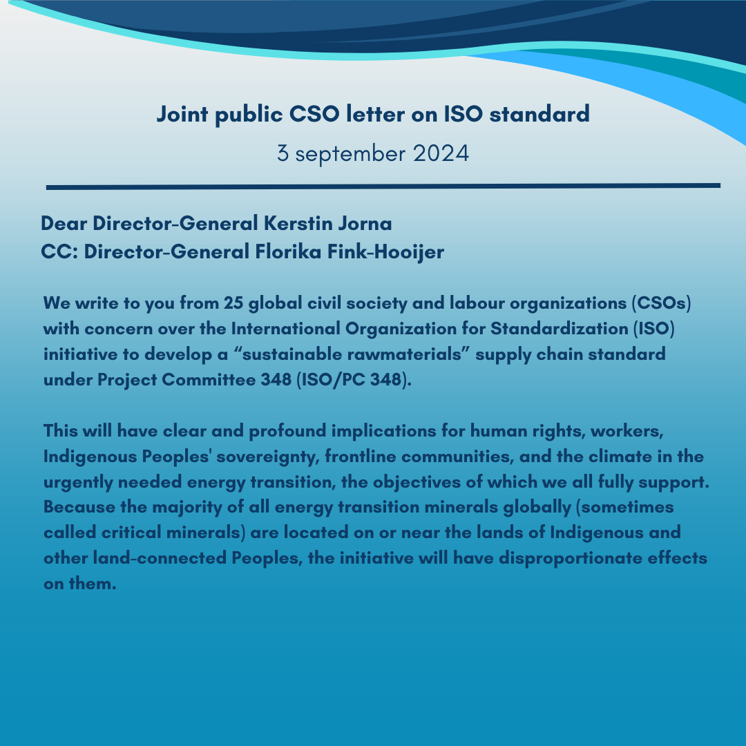 Joint public CSO letter on ISO standard