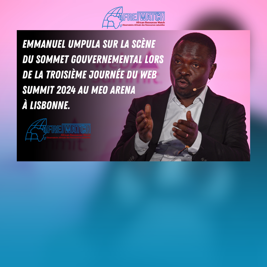 Intervention du directeur exécutif de AFREWATCH sur la scène du sommet gouvernemental lors de la troisième journée du Web Summit 2024 au MEO Arena à Lisbonne.