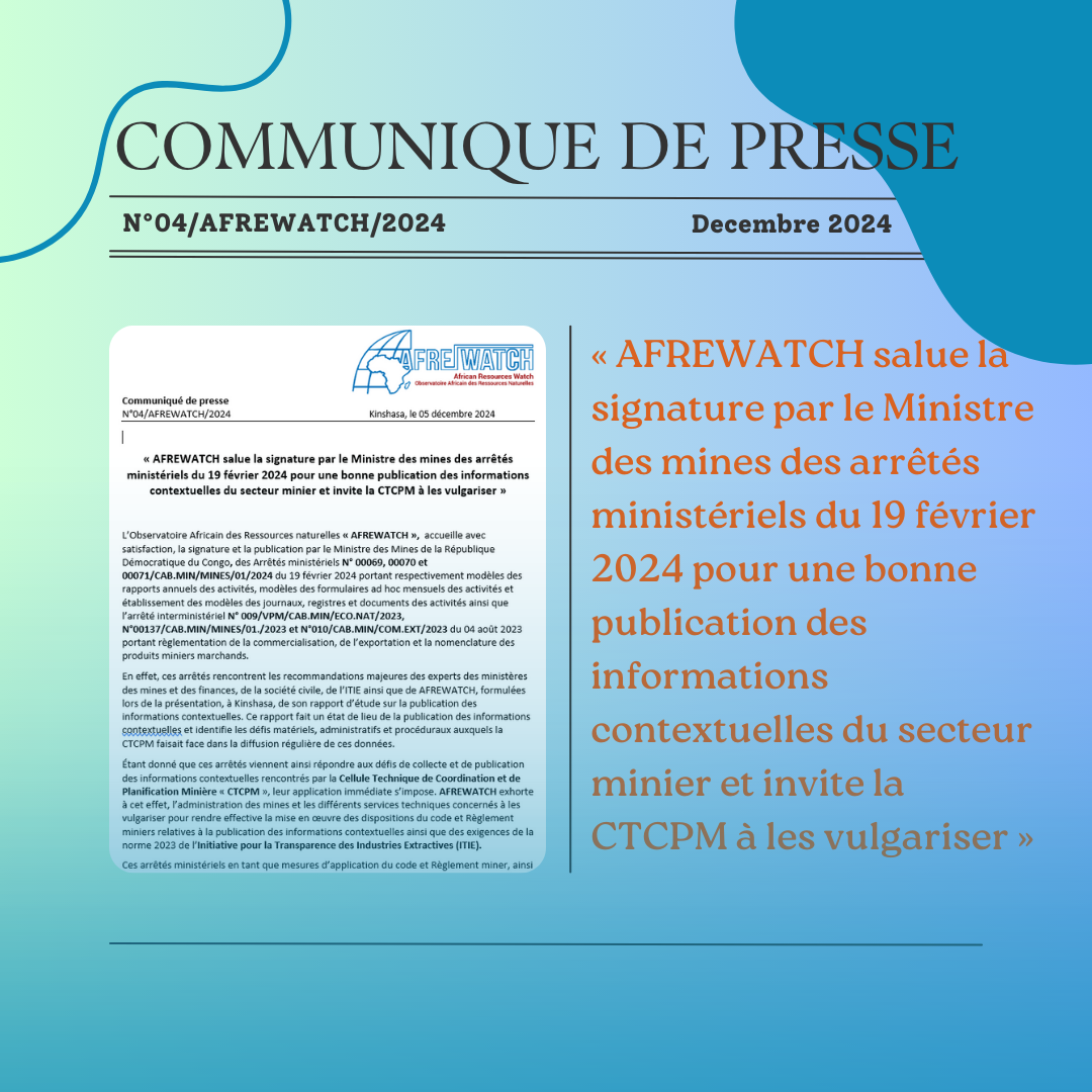 Communiqué de presse N°04/AFREWATCH/2024