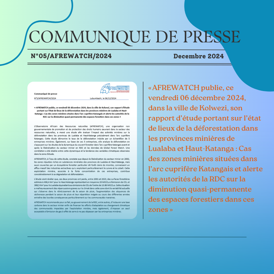 Communiqué de presse N°05/AFREWATCH/2024