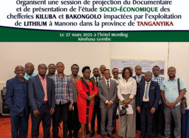 Atelier de présentation du rapport sur l’état des lieux de la situation socio-économique de la cité de Manono et des chefferies de Bakongolo/Kiluba