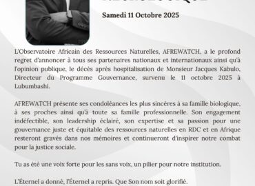 COMMUNIQUÉ NÉCROLOGIQUE – Jacques Kabulo