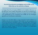 Accord de partenariat stratégique entre la RDC et les Etats-Unis sur les minerais critiques.