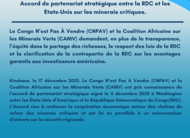 Accord de partenariat stratégique entre la RDC et les Etats-Unis sur les minerais critiques.