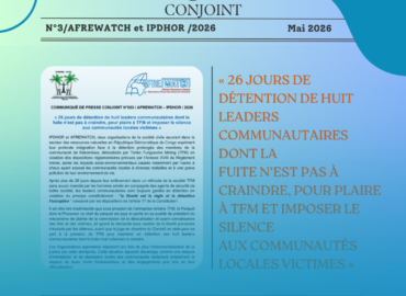COMMUNIQUÉ DE PRESSE CONJOINT N°03 / AFREWATCH – IPDHOR / 2026