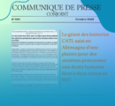 Communiqué de presse Conjoint N004 – Le géant des batteries CATL saisi en Allemagne d’une plainte pour des atteintes présumées aux droits humains liées à deux mines en RDC
