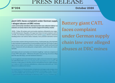 Joint Press Release N004 – Battery giant CATL faces complaint under German supply chain law over alleged abuses at DRC mines